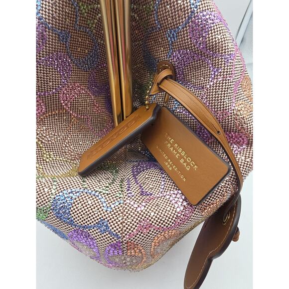 NWT Coach Large Kisslock Frame Bag Rainbow Crystal Signature Jacquard CCX15 - Picture 4 of 9